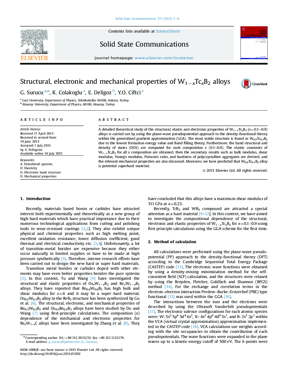 Structural, electronic and mechanical properties of W1−xTcxB2 alloys