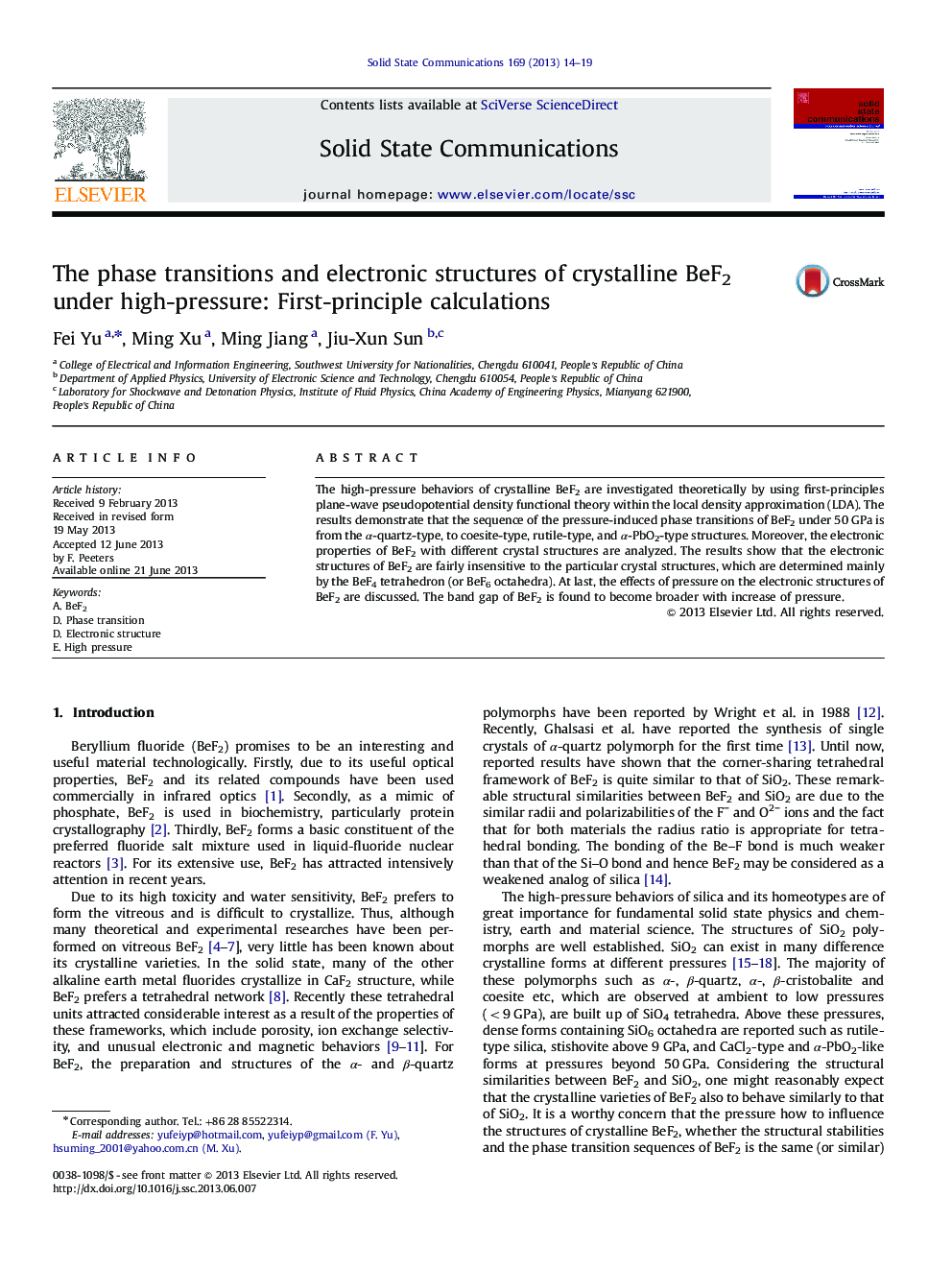 The phase transitions and electronic structures of crystalline BeF2 under high-pressure: First-principle calculations