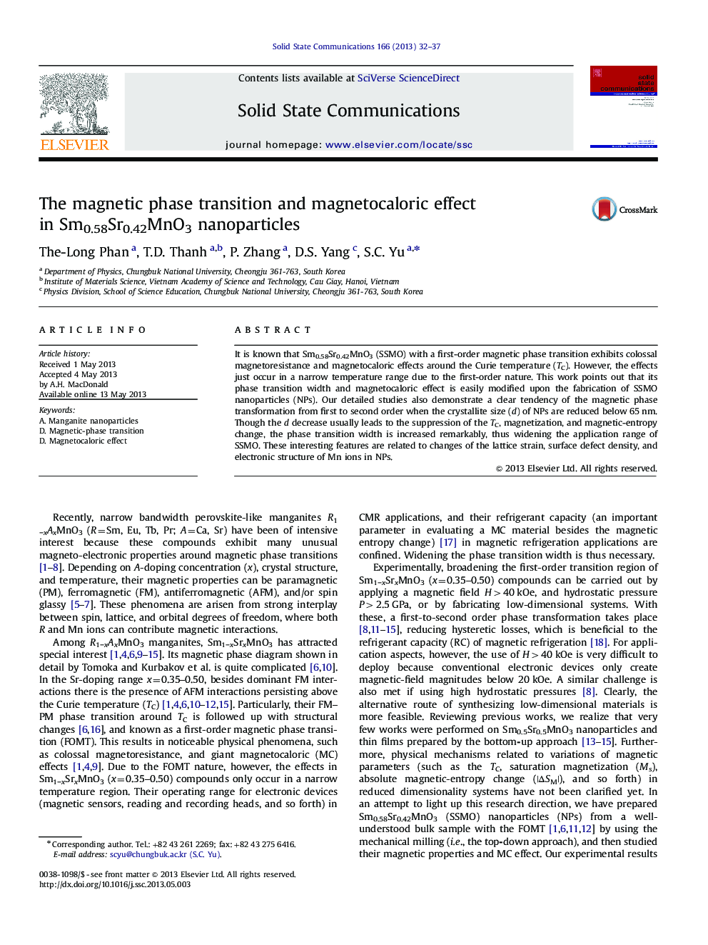 The magnetic phase transition and magnetocaloric effect in Sm0.58Sr0.42MnO3 nanoparticles