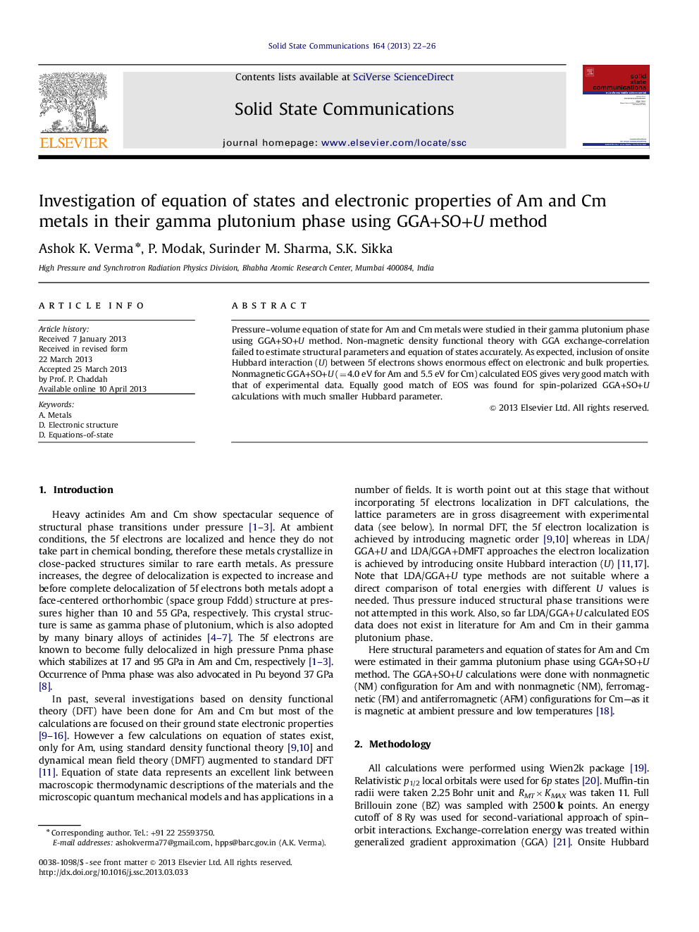 Investigation of equation of states and electronic properties of Am and Cm metals in their gamma plutonium phase using GGA+SO+U method