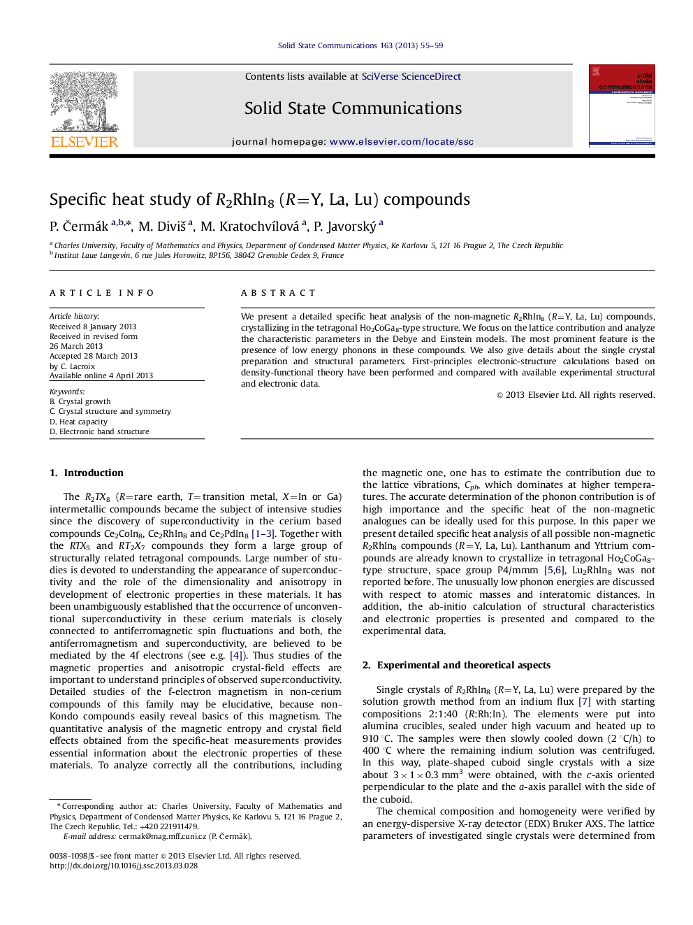 Specific heat study of R2RhIn8 (R=Y, La, Lu) compounds