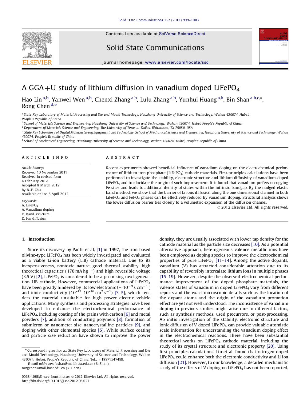 A GGA+U study of lithium diffusion in vanadium doped LiFePO4