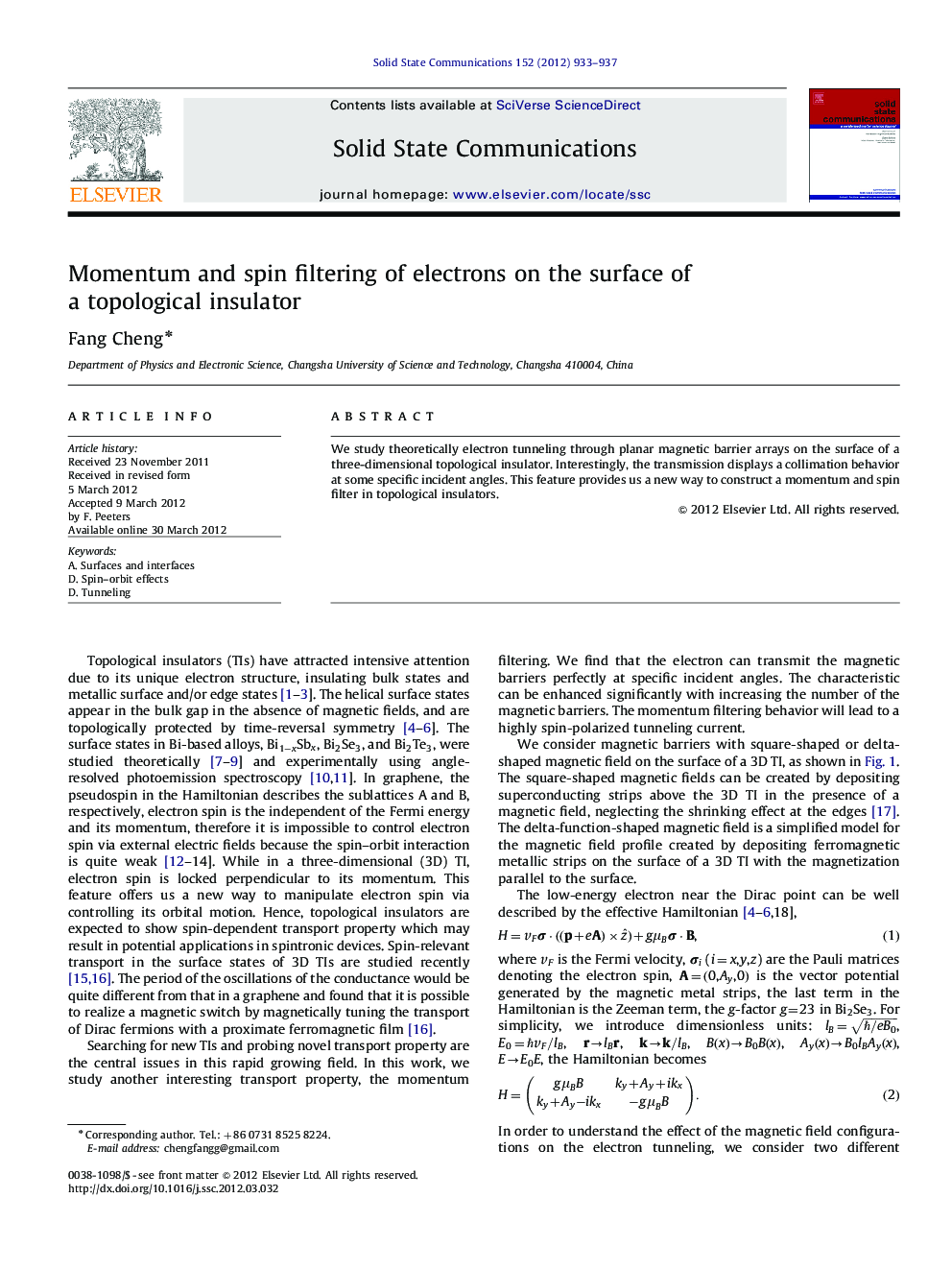 Momentum and spin filtering of electrons on the surface of a topological insulator