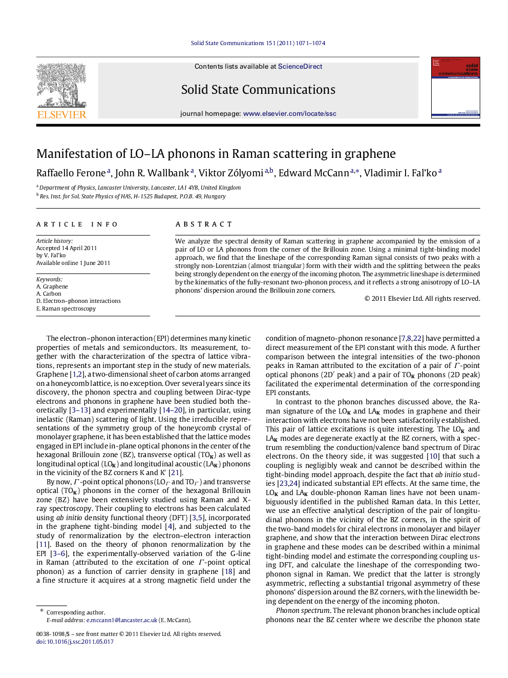 Manifestation of LO–LA phonons in Raman scattering in graphene