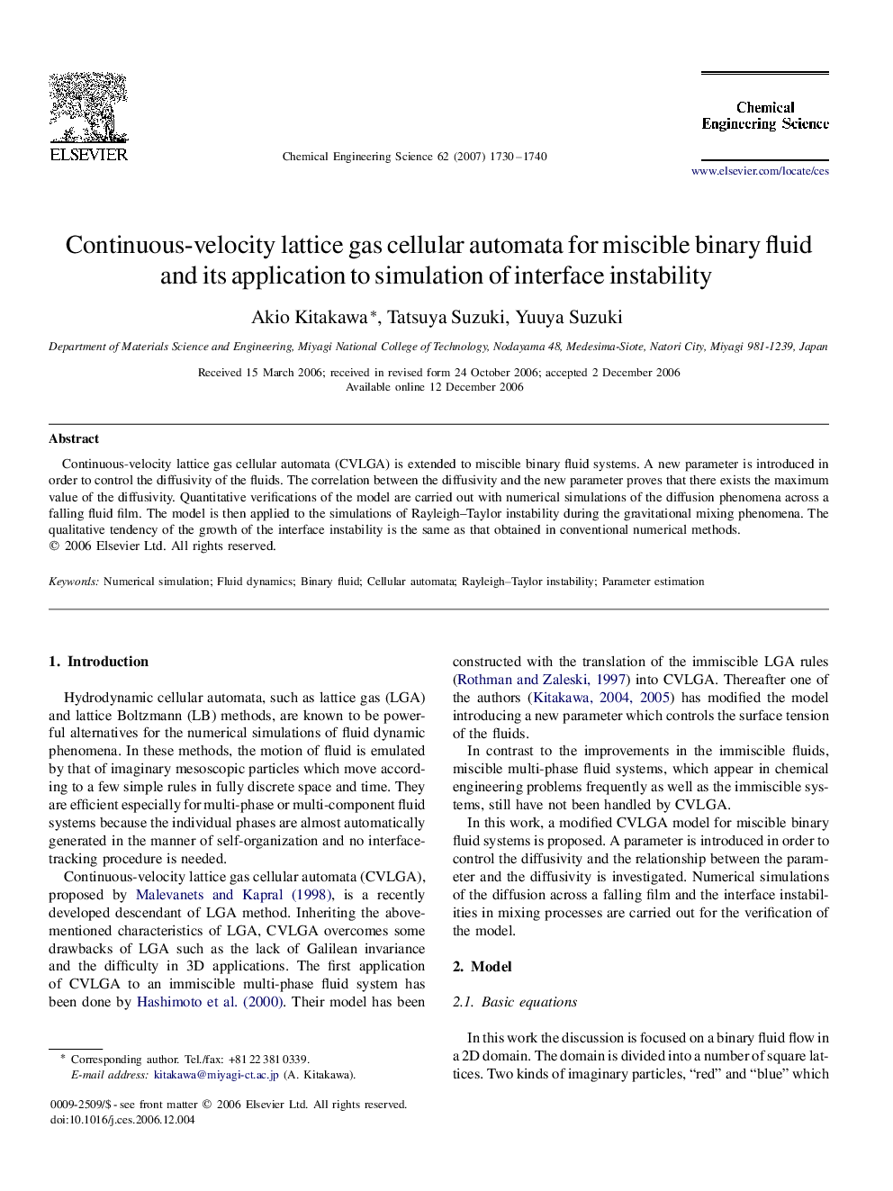 Continuous-velocity lattice gas cellular automata for miscible binary fluid and its application to simulation of interface instability