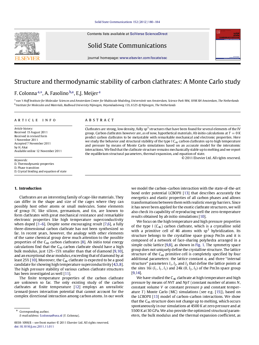 Structure and thermodynamic stability of carbon clathrates: A Monte Carlo study