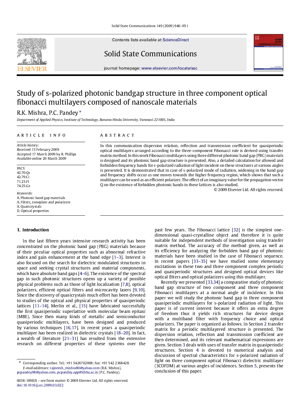 عکس صفحه اول مقاله: Study of s-polarized photonic bandgap structure in three component optical fibonacci multilayers composed of nanoscale materials Study of s-polarized photonic bandgap structure in three component optical fibonacci multilayers composed of nanoscale materials
