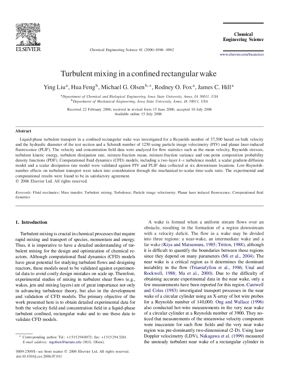 Turbulent mixing in a confined rectangular wake