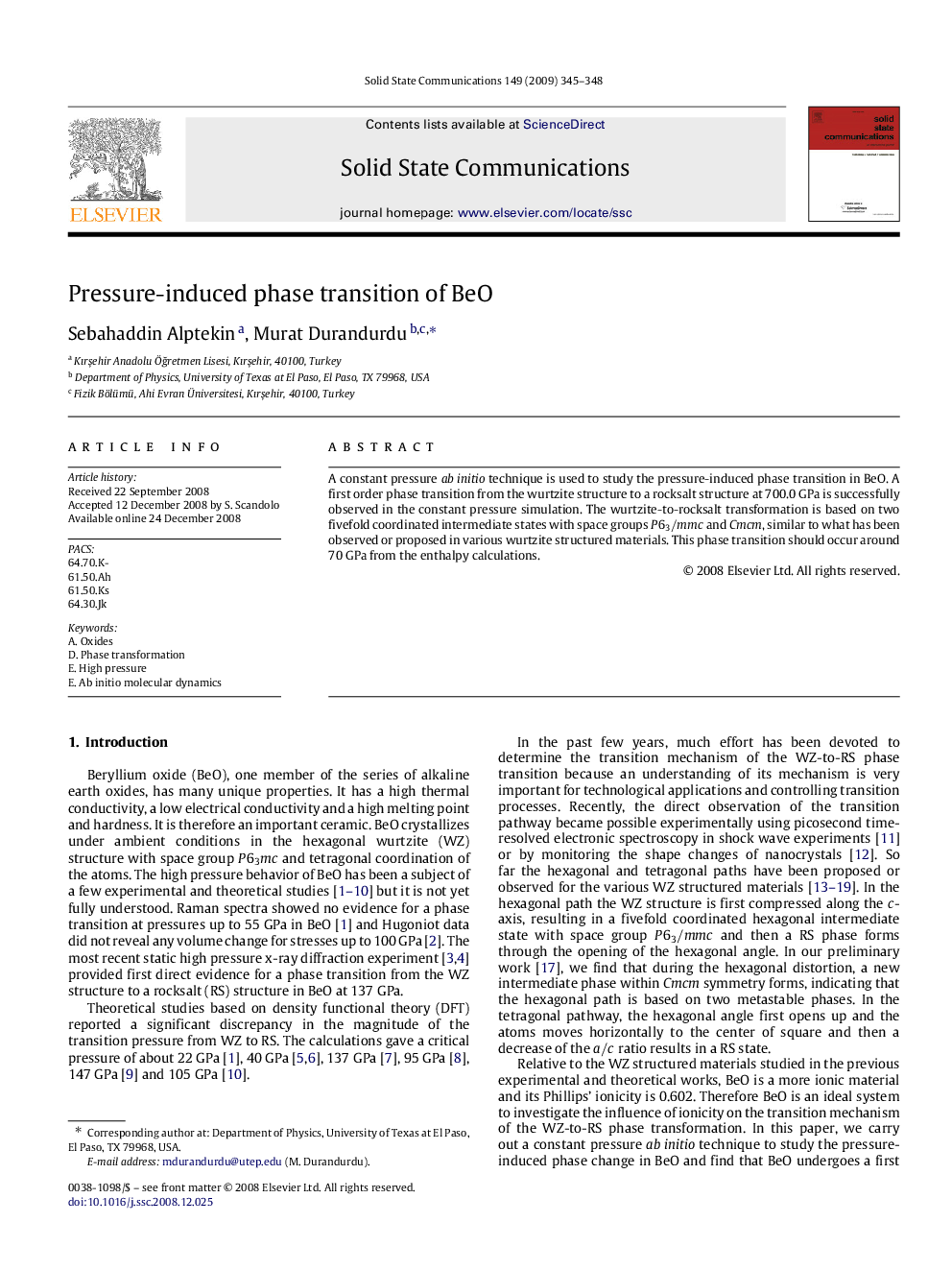 Pressure-induced phase transition of BeO