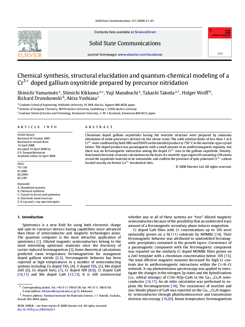 Chemical synthesis, structural elucidation and quantum-chemical modeling of a Cr3+ doped gallium oxynitride prepared by precursor nitridation