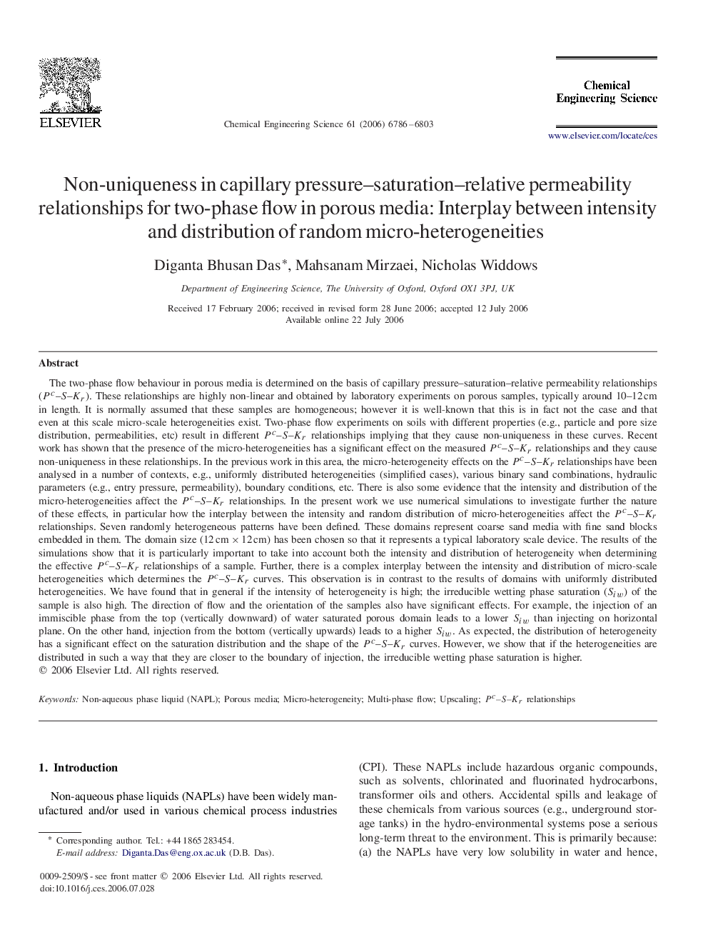 عکس صفحه اول مقاله: Non-uniqueness in capillary pressure–saturation–relative permeability relationships for two-phase flow in porous media: Interplay between intensity and distribution of random micro-heterogeneities Non-uniqueness in capillary pressure–saturation–relative permeability relationships for two-phase flow in porous media: Interplay between intensity and distribution of random micro-heterogeneities