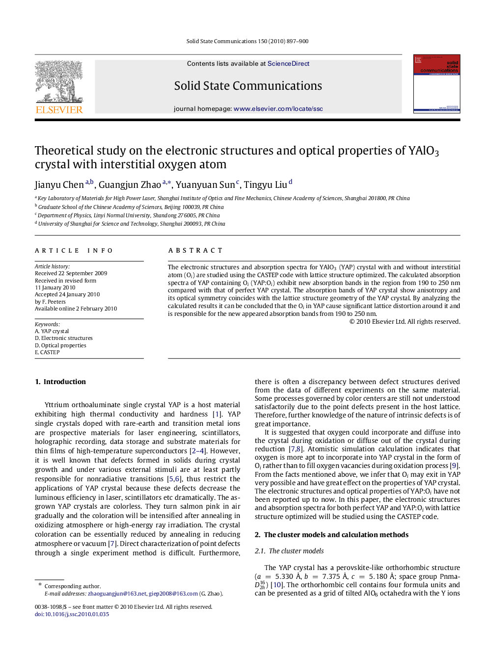 Theoretical study on the electronic structures and optical properties of Y AlO3 crystal with interstitial oxygen atom