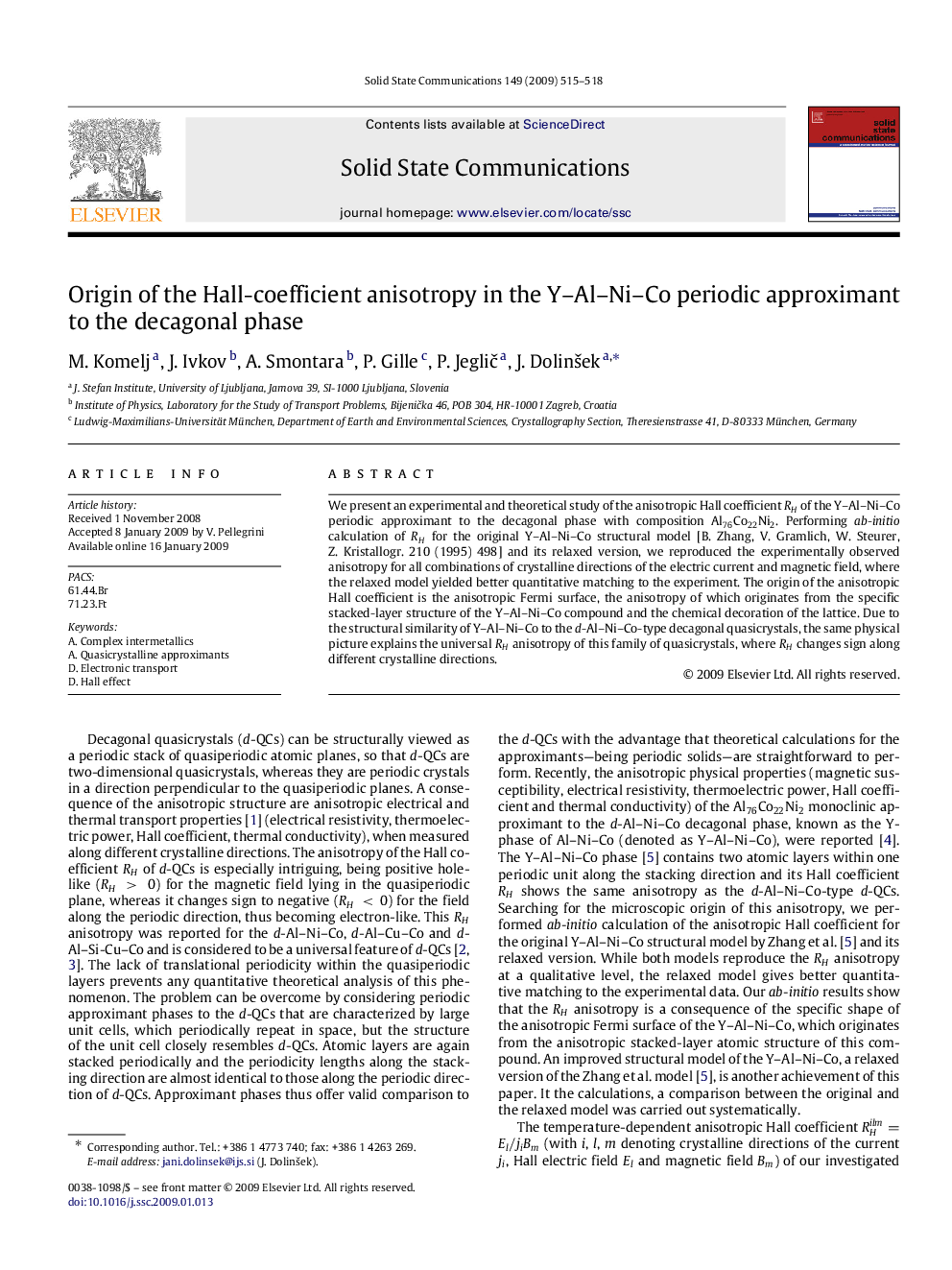 Origin of the Hall-coefficient anisotropy in the Y-Al-Ni-Co periodic approximant to the decagonal phase