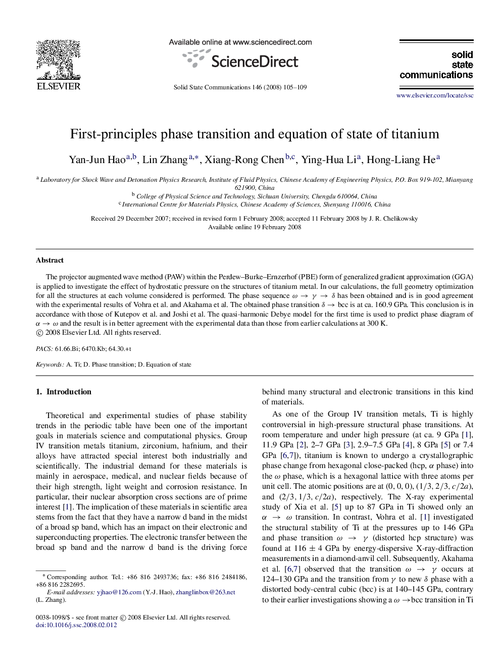 First-principles phase transition and equation of state of titanium