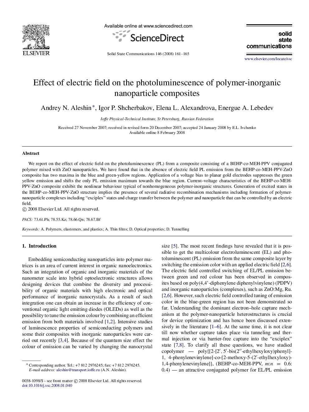 Effect of electric field on the photoluminescence of polymer-inorganic nanoparticle composites