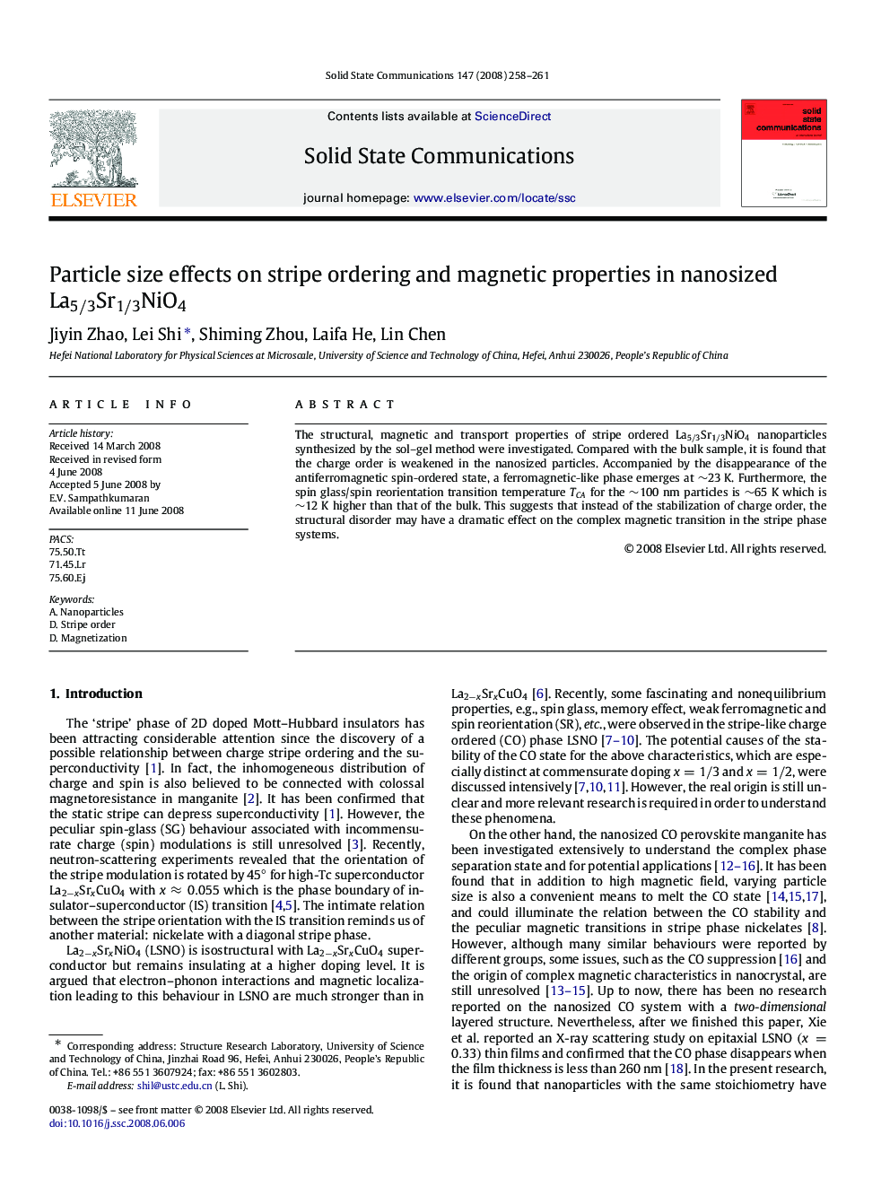 Particle size effects on stripe ordering and magnetic properties in nanosized La5/3Sr1/3NiO4