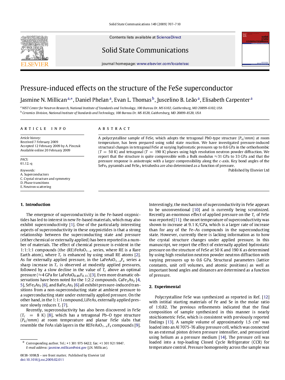 Pressure-induced effects on the structure of the FeSe superconductor