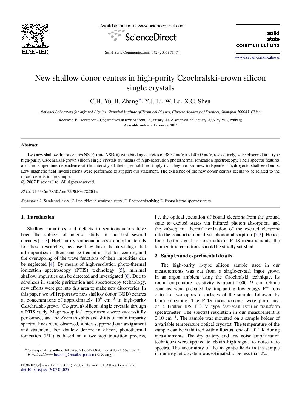 New shallow donor centres in high-purity Czochralski-grown silicon single crystals