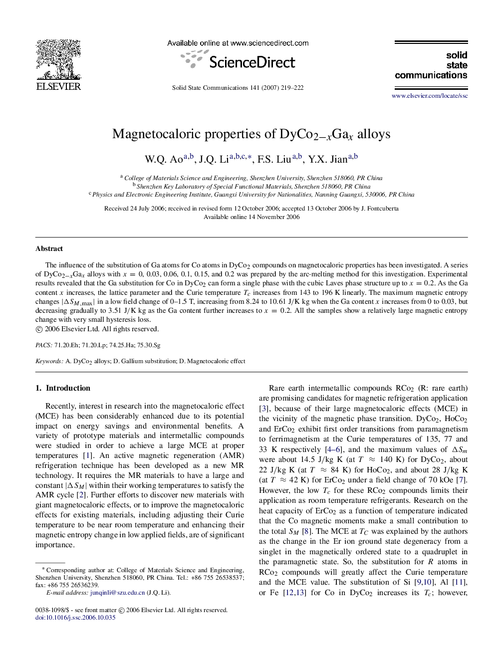 Magnetocaloric properties of DyCo2−xGax alloys