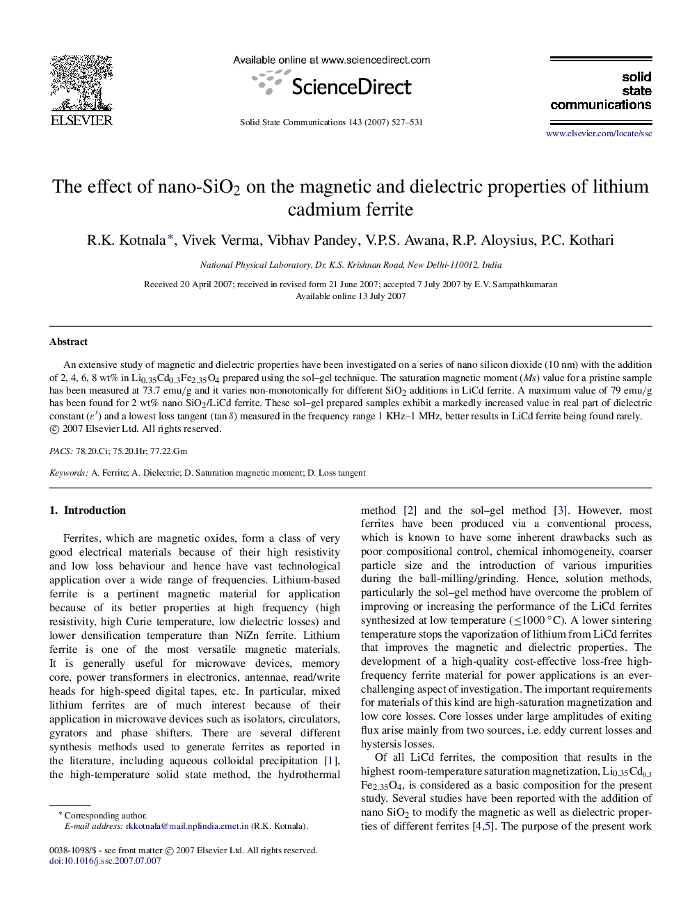 The effect of nano- SiO2 on the magnetic and dielectric properties of lithium cadmium ferrite