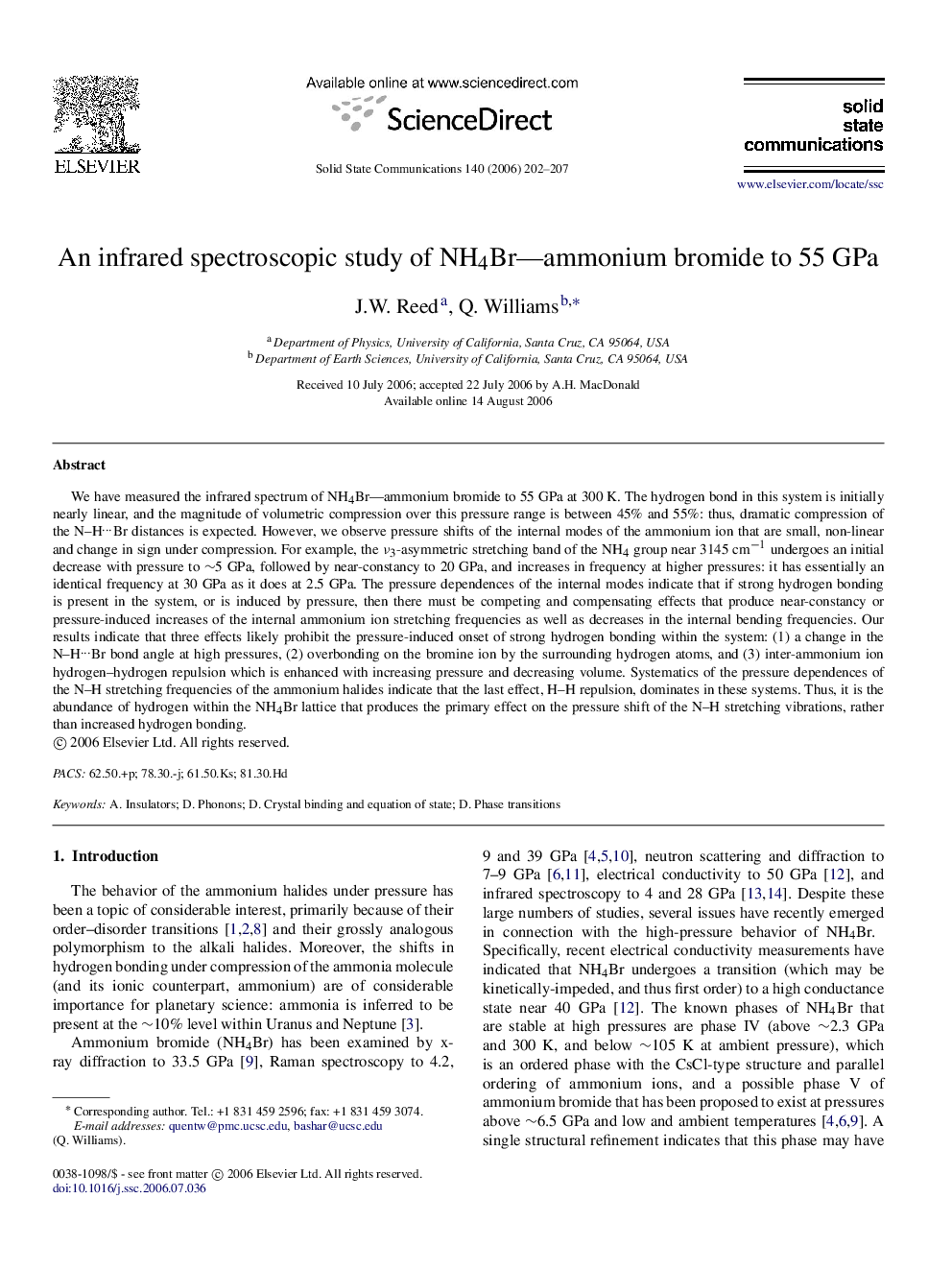 An infrared spectroscopic study of NH4Br —ammonium bromide to 55 GPa