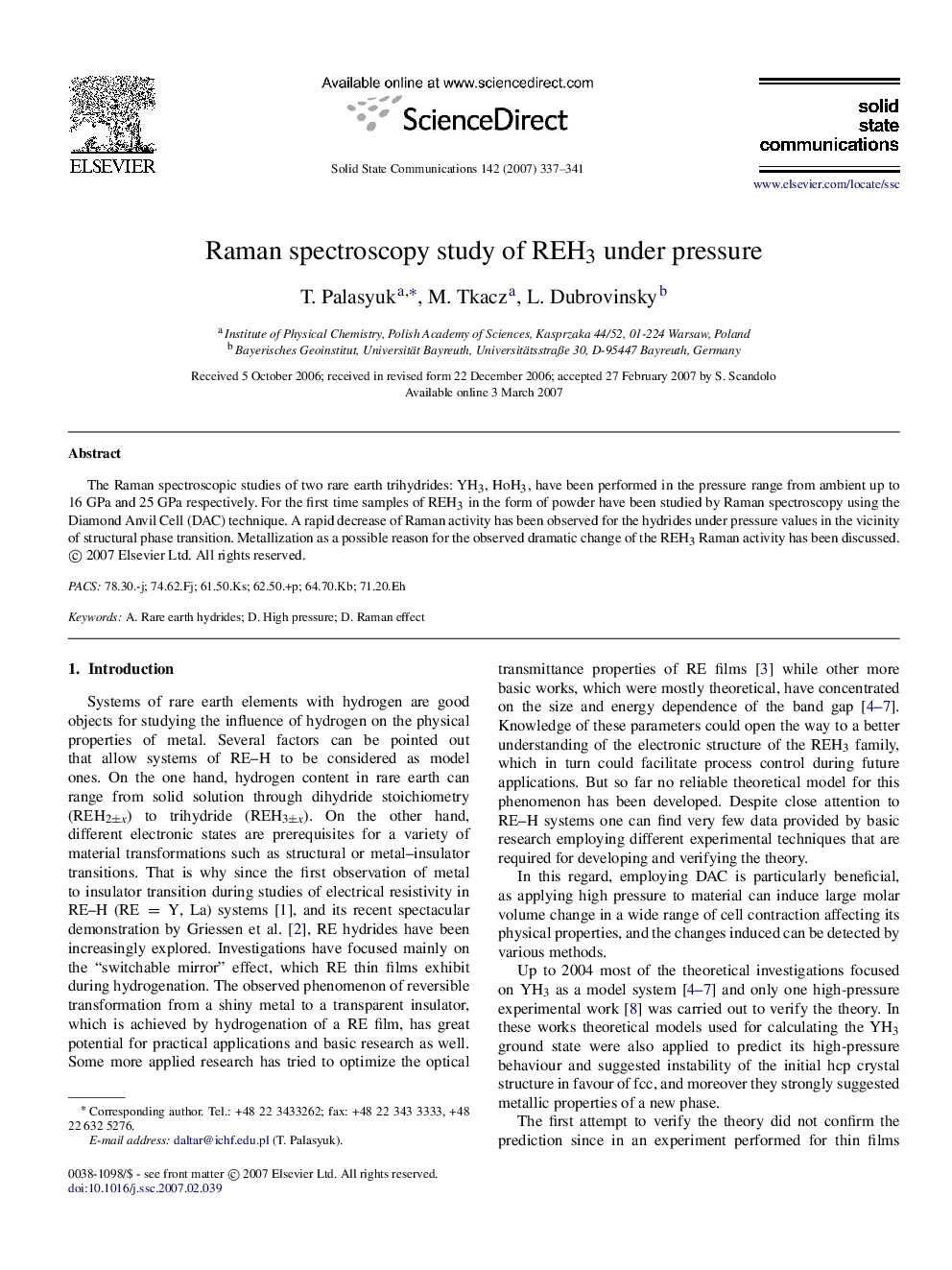 Raman spectroscopy study of REH3 under pressure