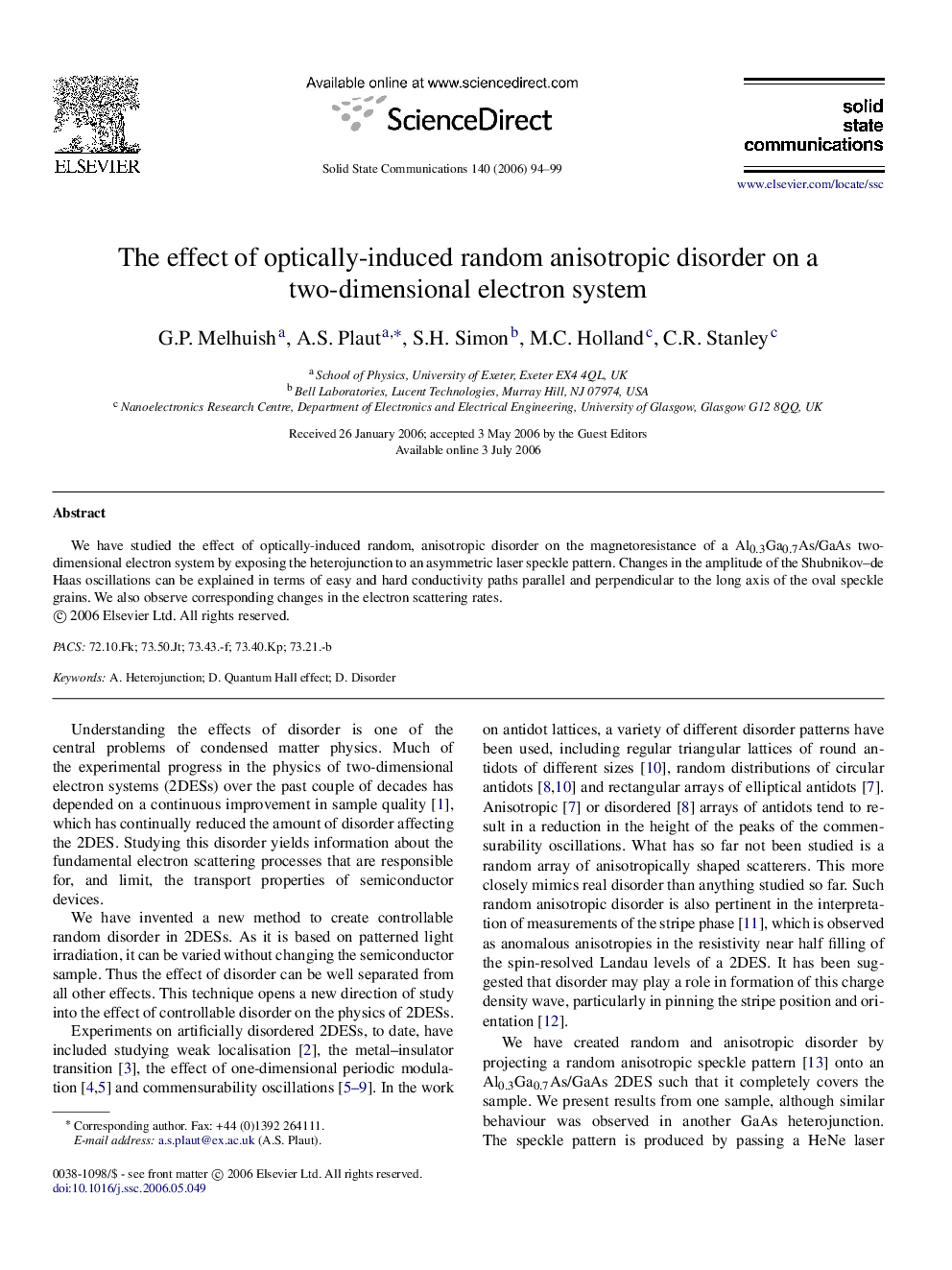 The effect of optically-induced random anisotropic disorder on a two-dimensional electron system