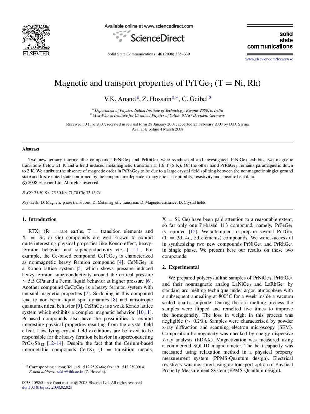 Magnetic and transport properties of PrTGe 3 (T = Ni, Rh)