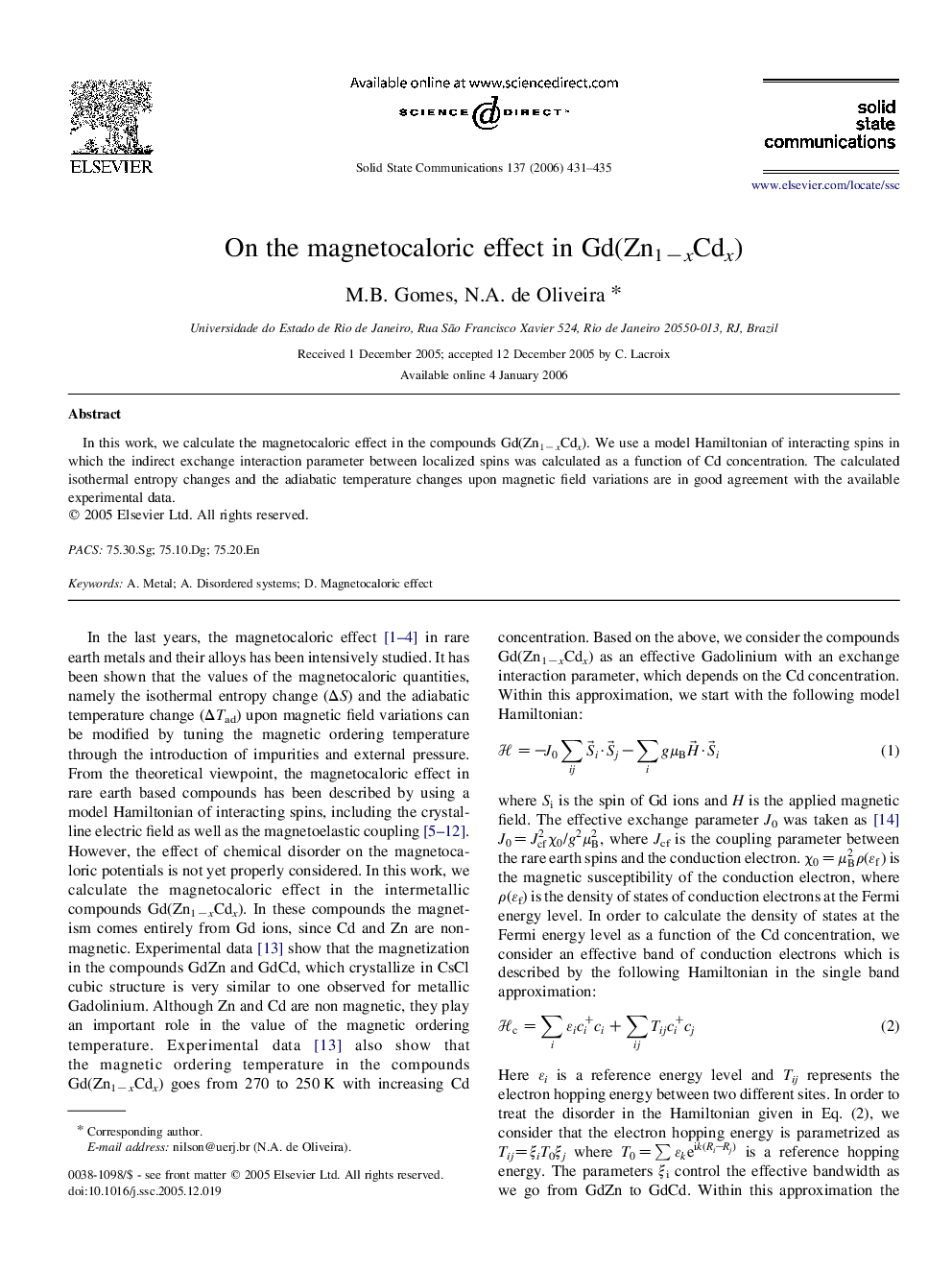 On the magnetocaloric effect in Gd(Zn1−xCdx)