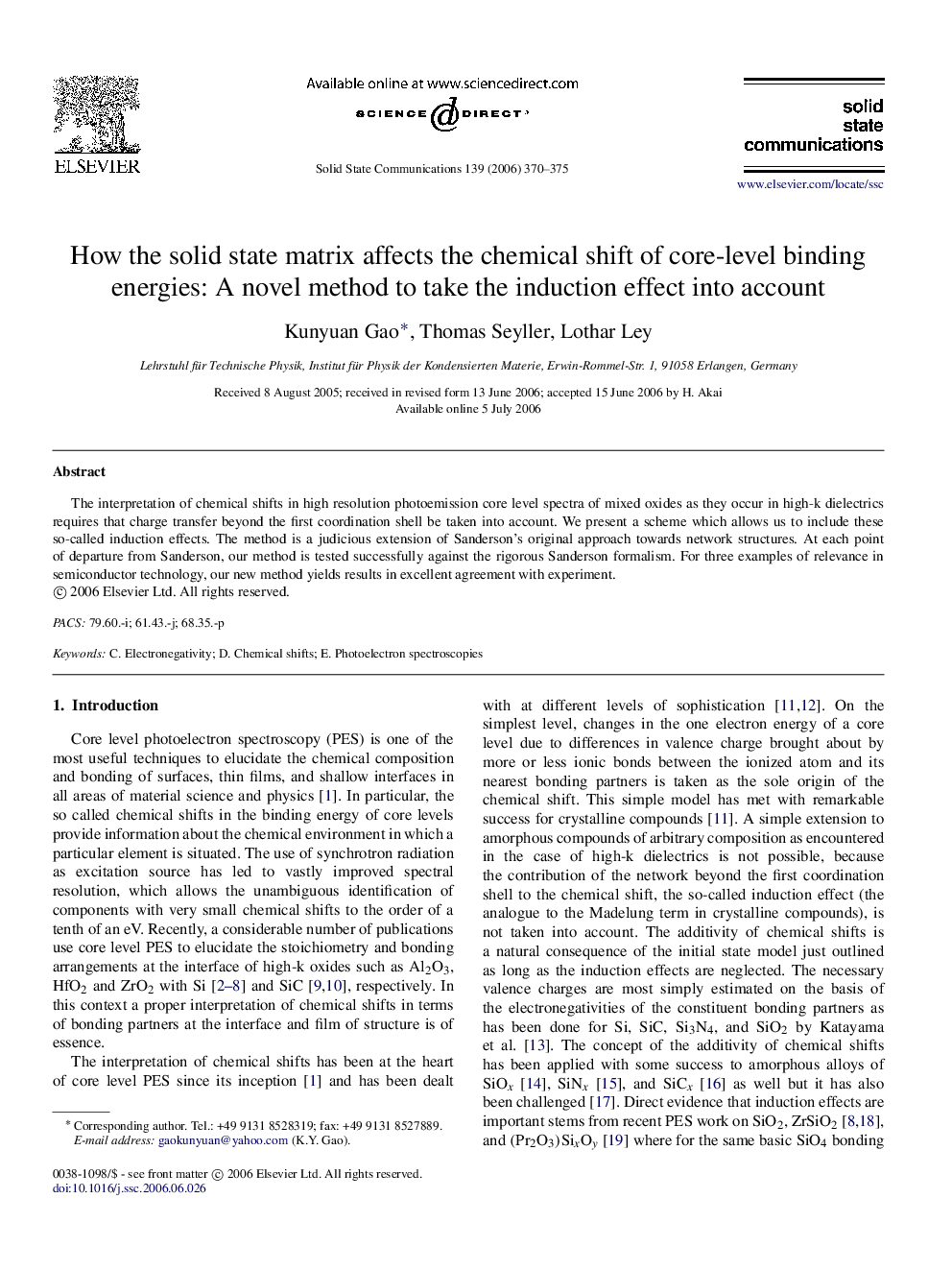 How the solid state matrix affects the chemical shift of core-level binding energies: A novel method to take the induction effect into account