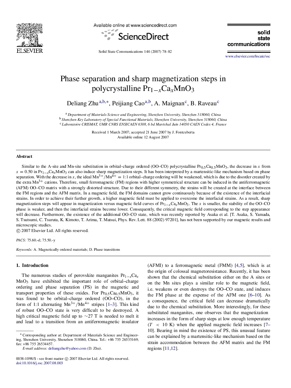 عکس صفحه اول مقاله: Phase separation and sharp magnetization steps in polycrystalline Pr1−xCaxMnO3 Phase separation and sharp magnetization steps in polycrystalline Pr1−xCaxMnO3