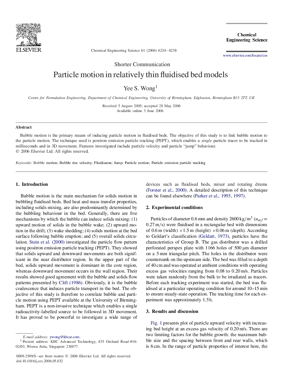 Particle motion in relatively thin fluidised bed models