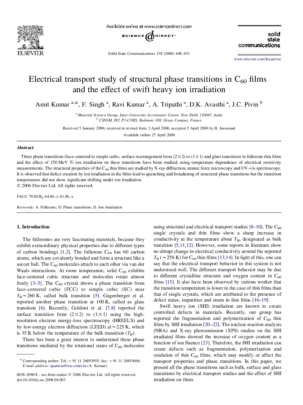 Electrical transport study of structural phase transitions in C60 films and the effect of swift heavy ion irradiation