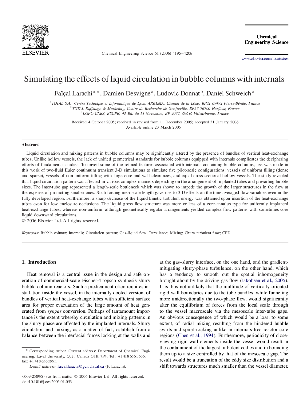 Simulating the effects of liquid circulation in bubble columns with internals