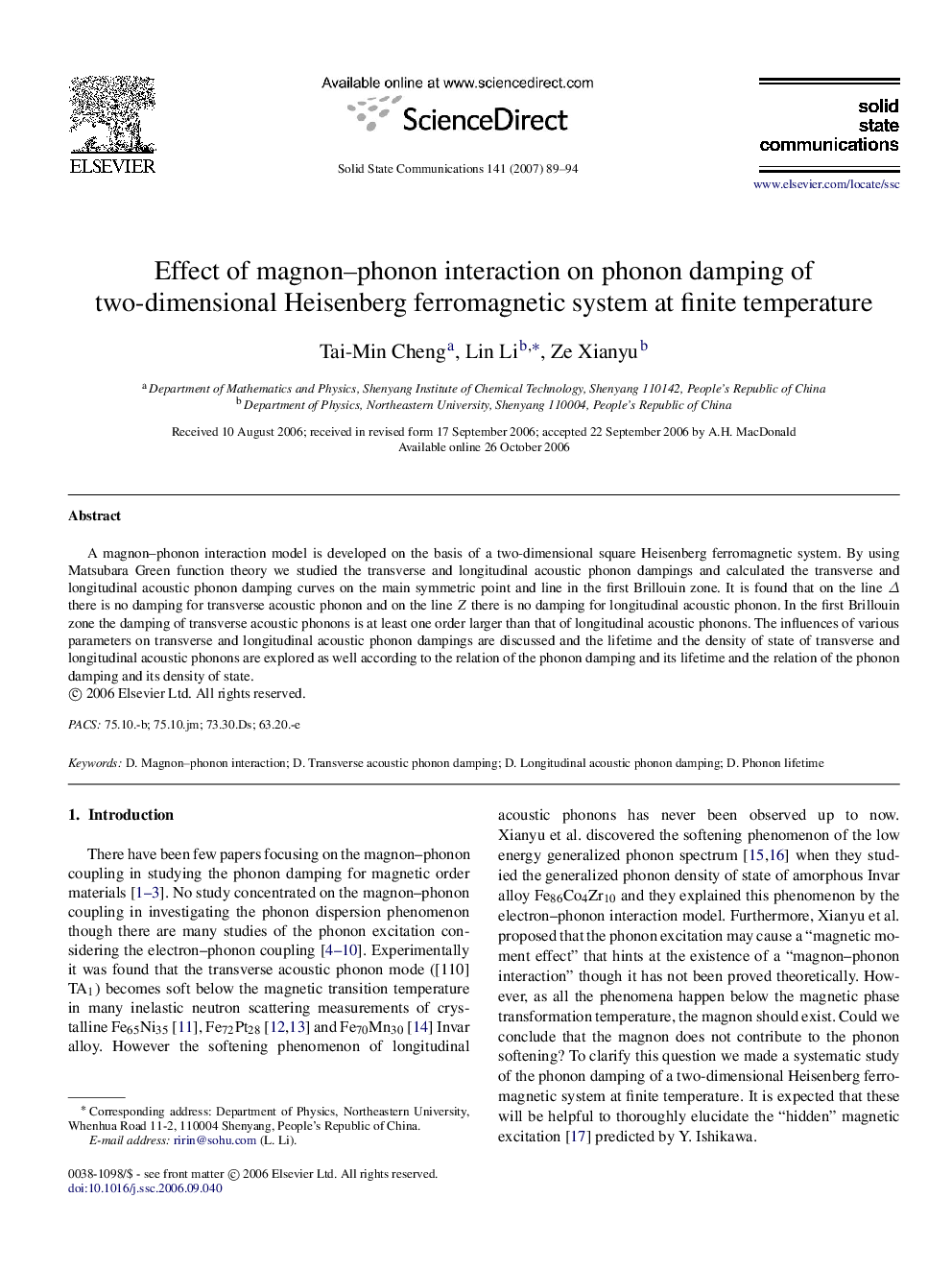 Effect of magnon–phonon interaction on phonon damping of two-dimensional Heisenberg ferromagnetic system at finite temperature