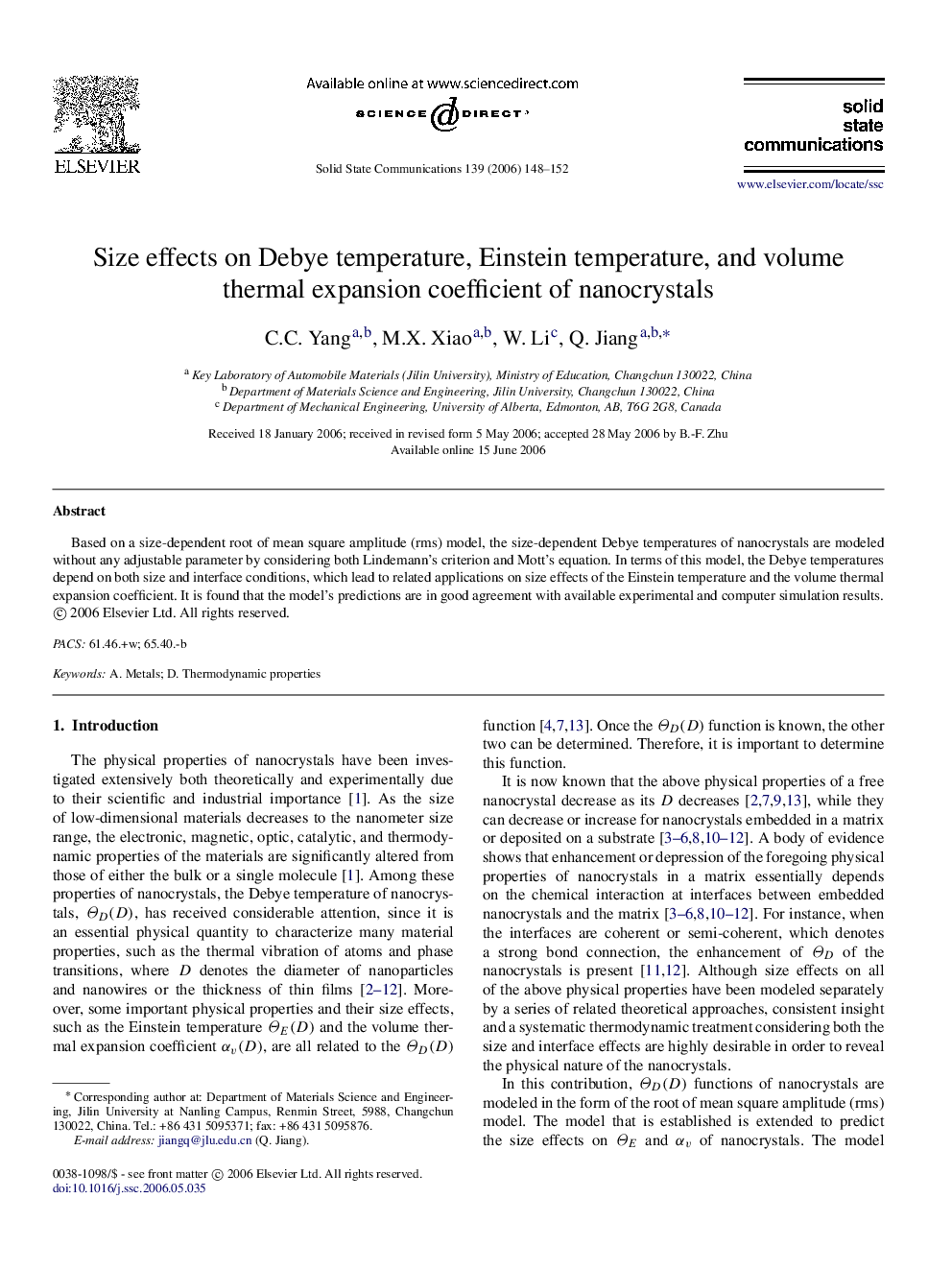 Size effects on Debye temperature, Einstein temperature, and volume thermal expansion coefficient of nanocrystals