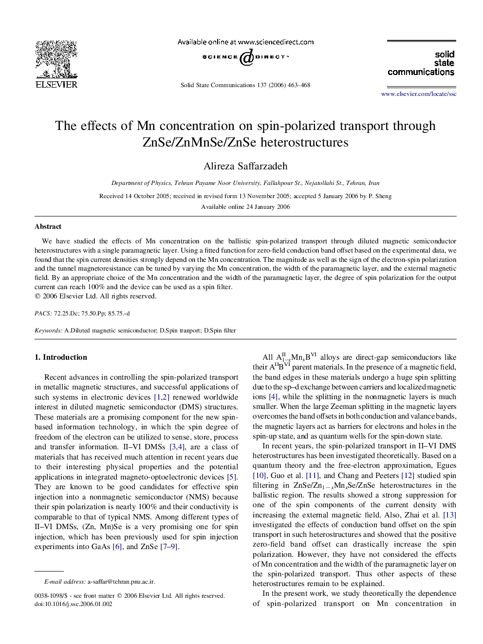 The effects of Mn concentration on spin-polarized transport through ZnSe/ZnMnSe/ZnSe heterostructures