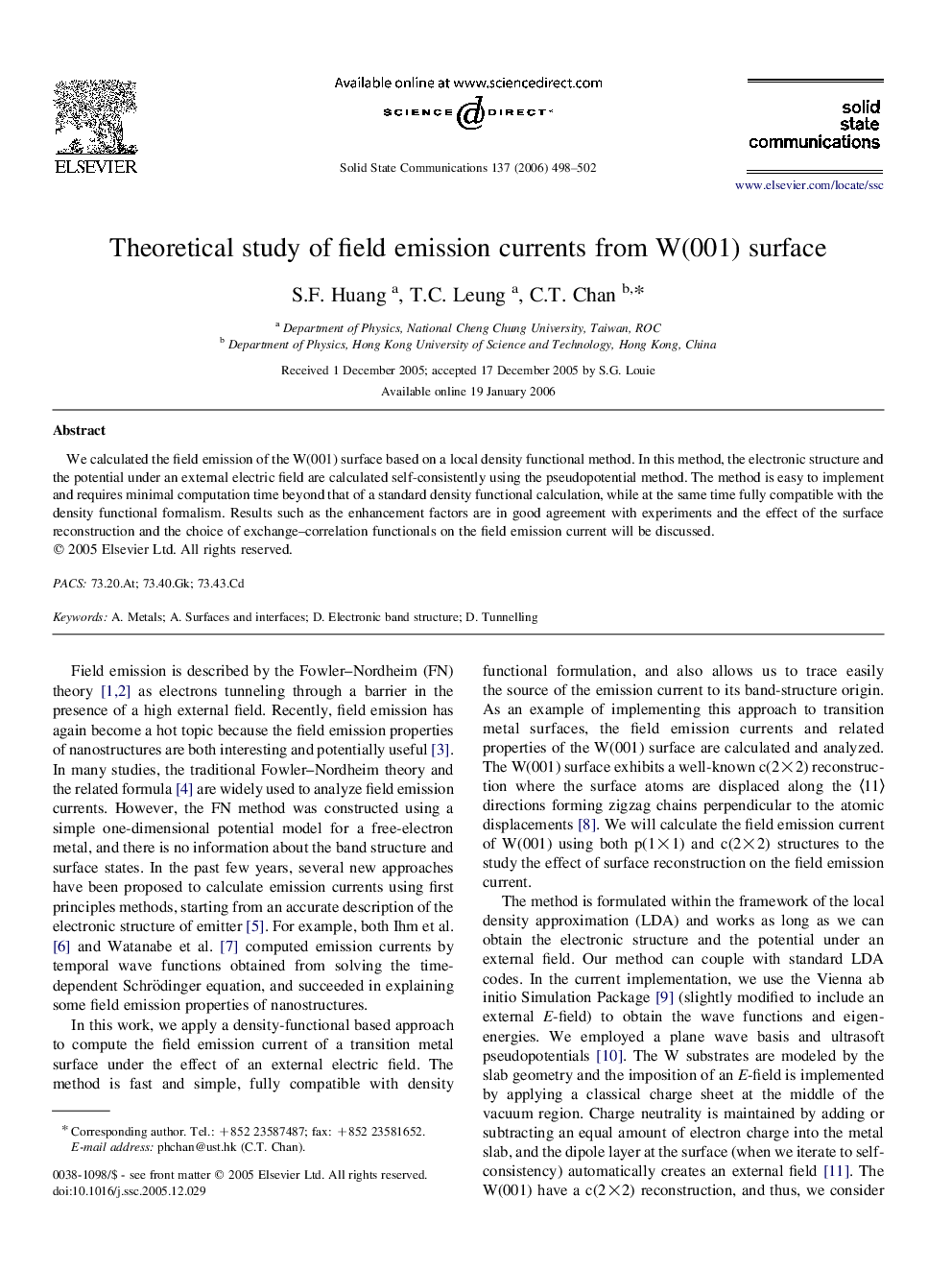 Theoretical study of field emission currents from W(001) surface