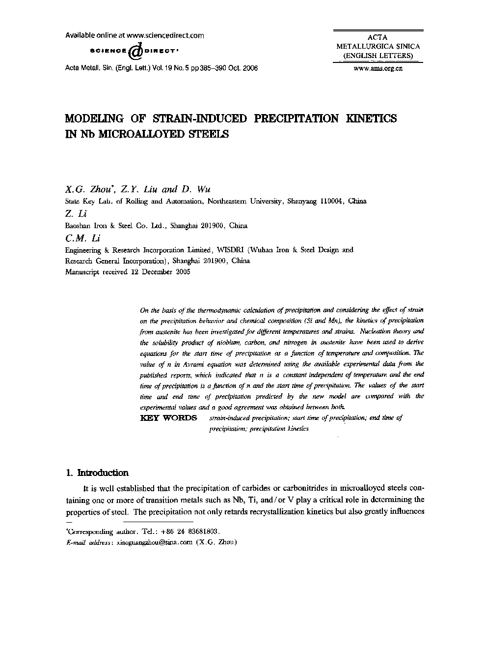 MODELING OF STRAIN-INDUCED PRECIPITATION KINETICS IN Nb MICROALLOYED STEELS