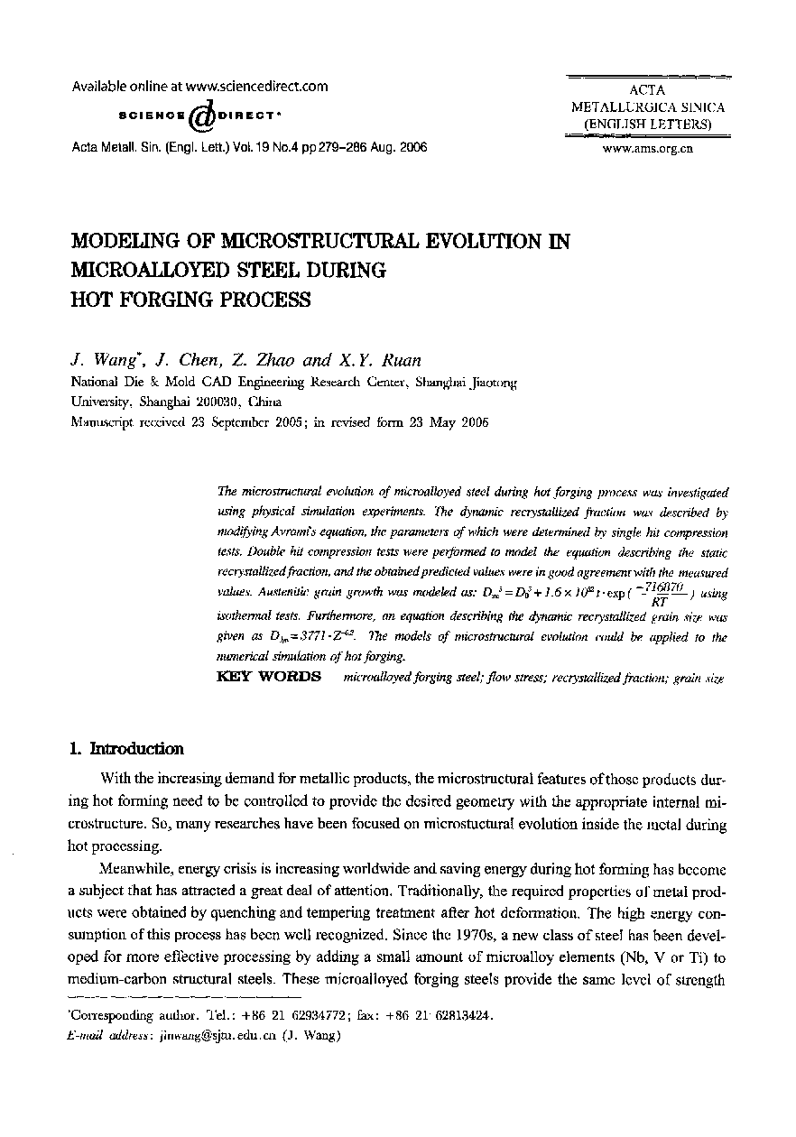 MODELING OF MICROSTRUCTURAL EVOLUTION IN MICROALLOYED STEEL DURING HOT FORGING PROCESS