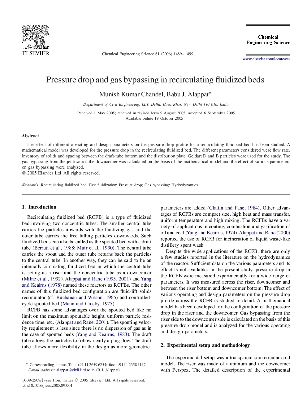 Pressure drop and gas bypassing in recirculating fluidized beds