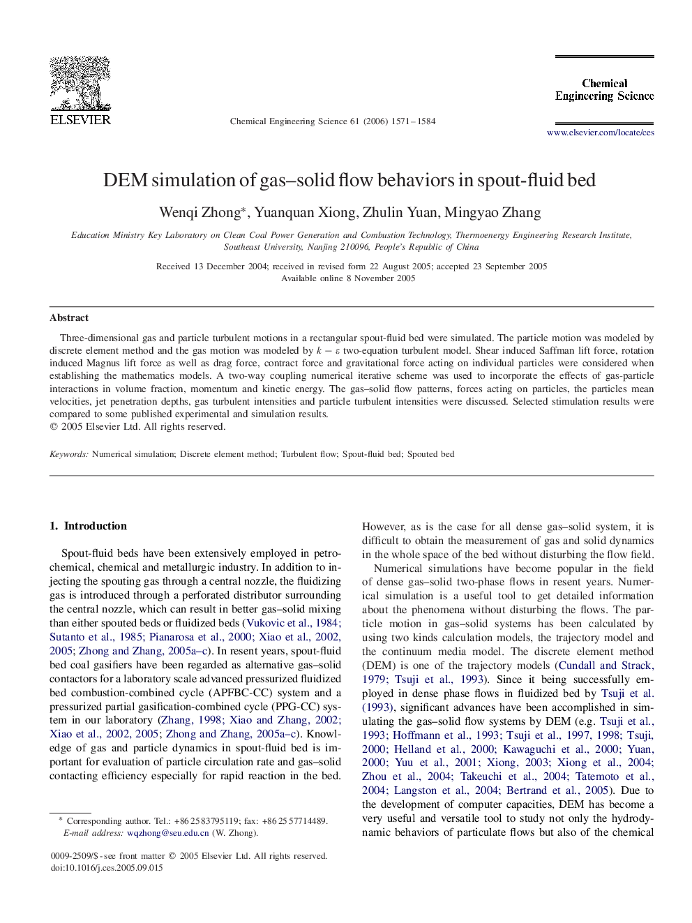 DEM simulation of gas–solid flow behaviors in spout-fluid bed