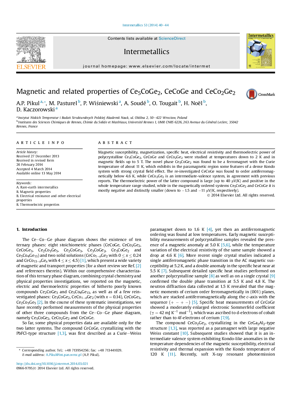 Magnetic and related properties of Ce5CoGe2, CeCoGe and CeCo2Ge2