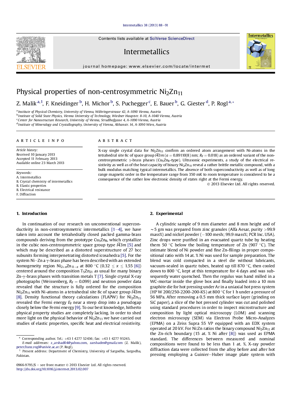 Physical properties of non-centrosymmetric Ni2Zn11