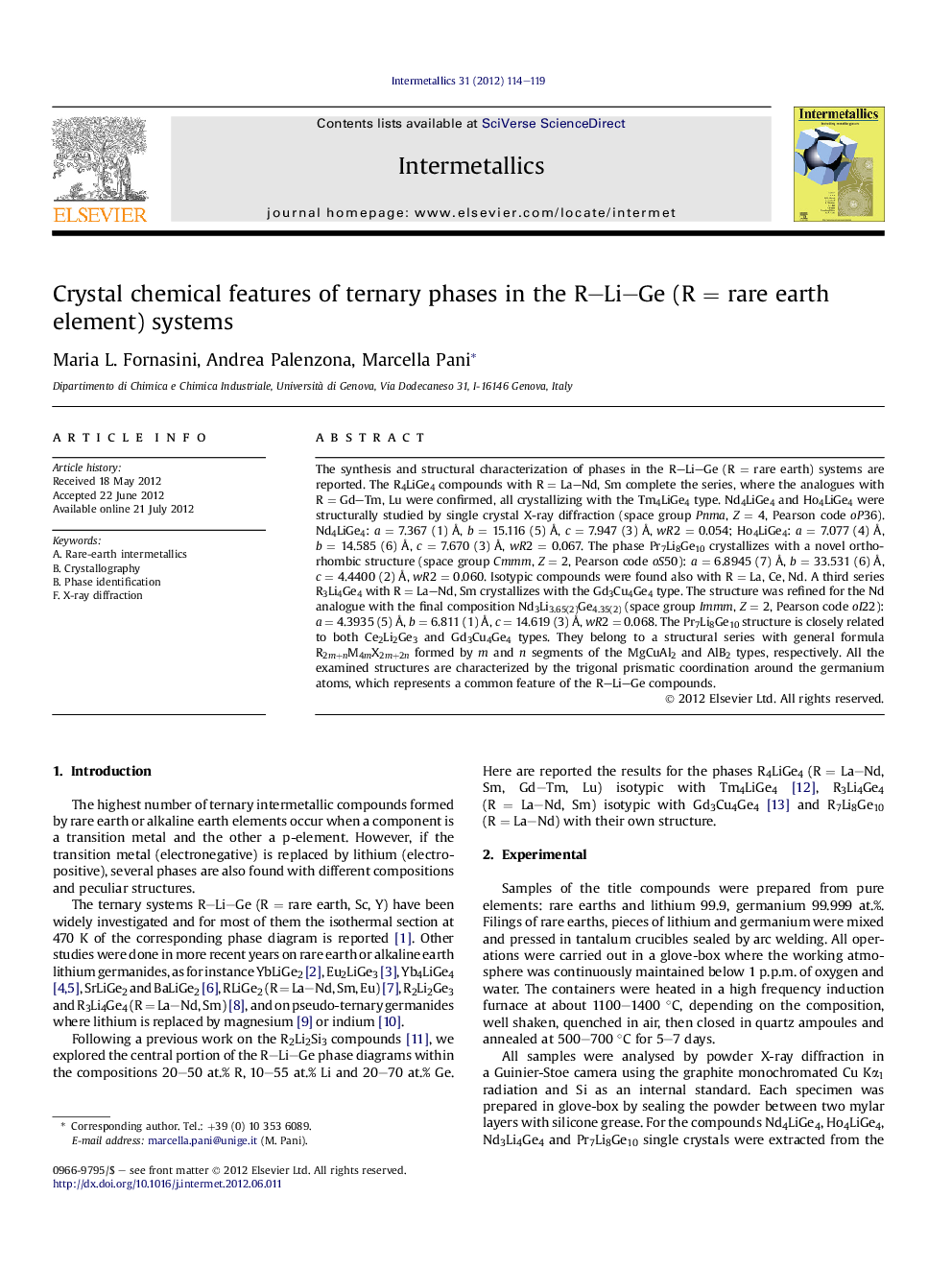 Crystal chemical features of ternary phases in the R-Li-Ge (RÂ =Â rare earth element) systems