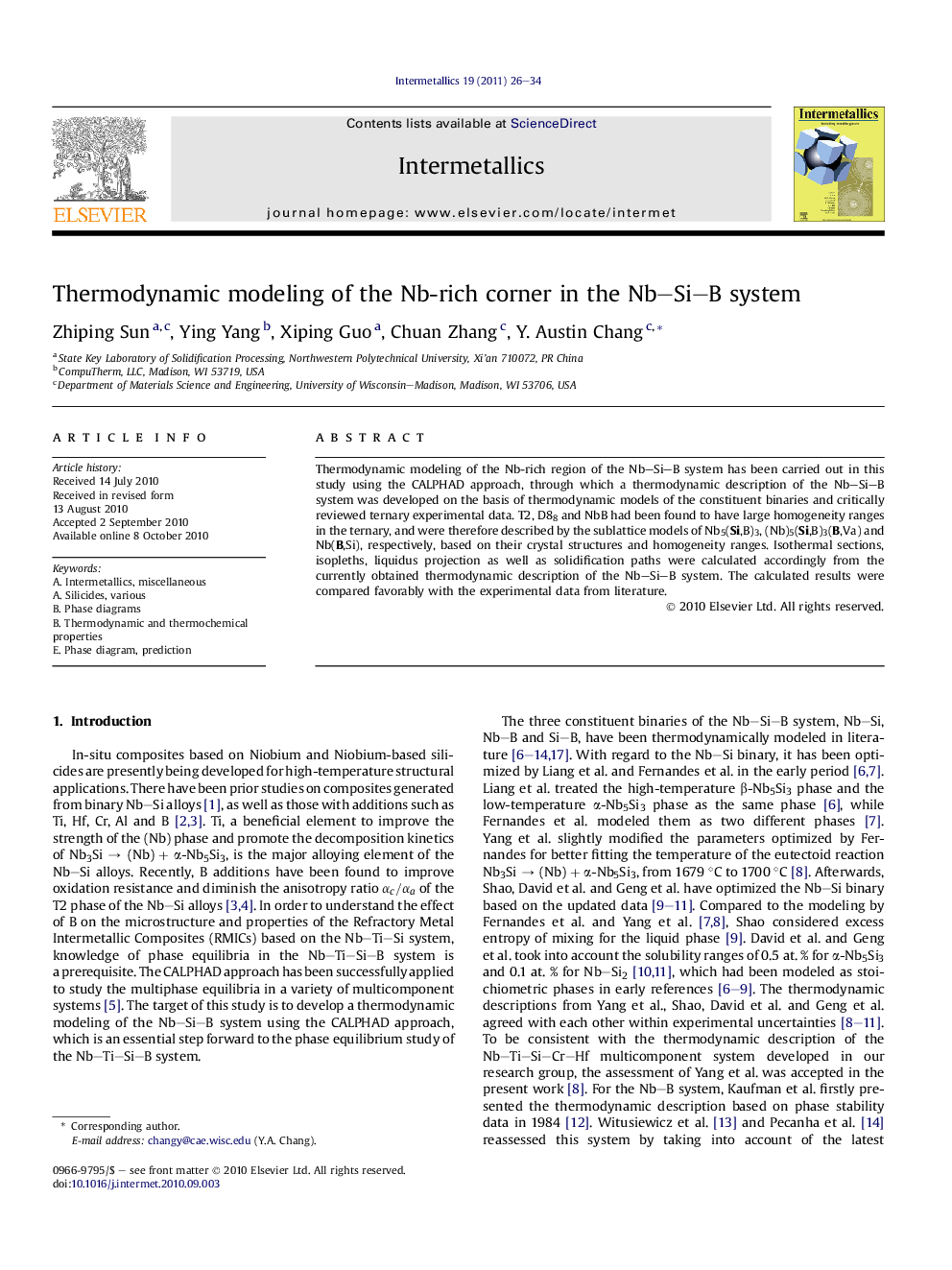 Thermodynamic modeling of the Nb-rich corner in the Nb–Si–B system