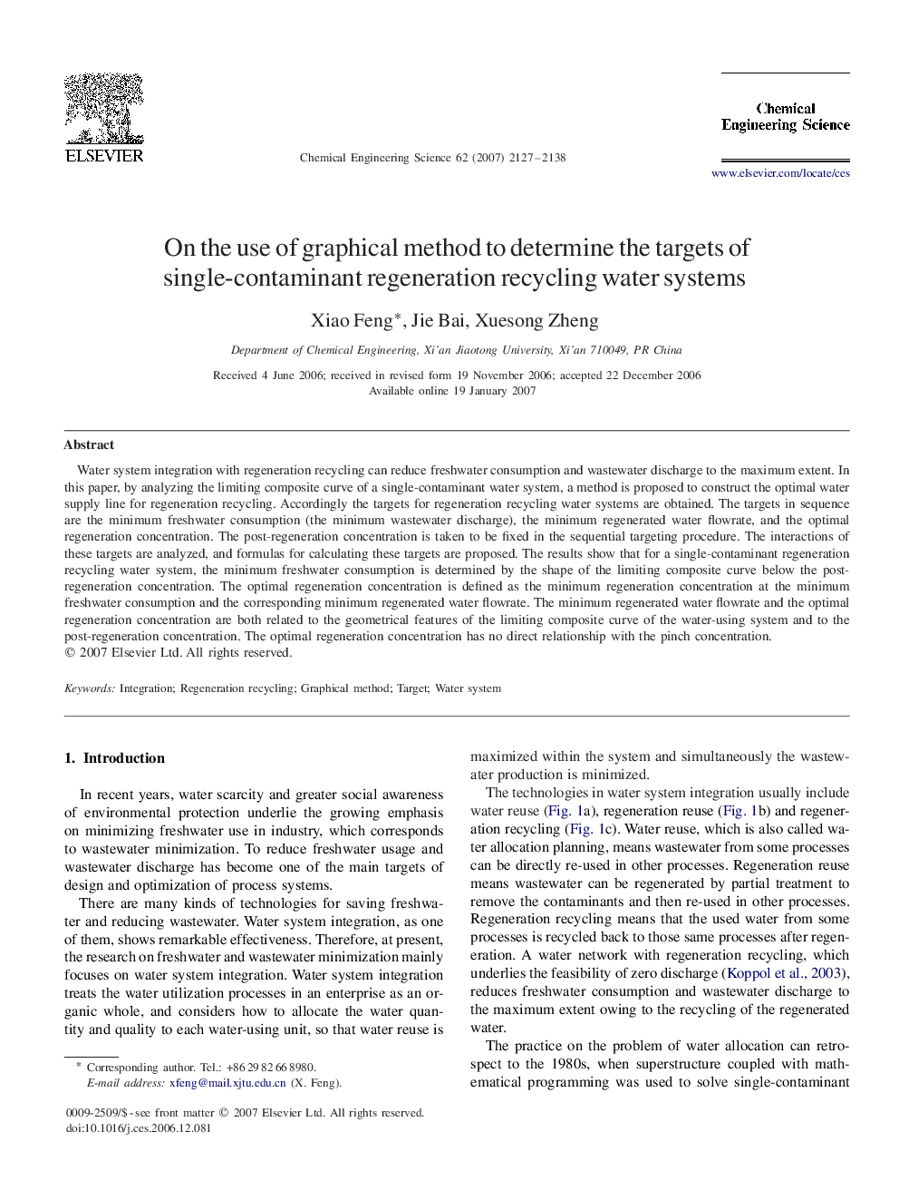 عکس صفحه اول مقاله: On the use of graphical method to determine the targets of single-contaminant regeneration recycling water systems On the use of graphical method to determine the targets of single-contaminant regeneration recycling water systems