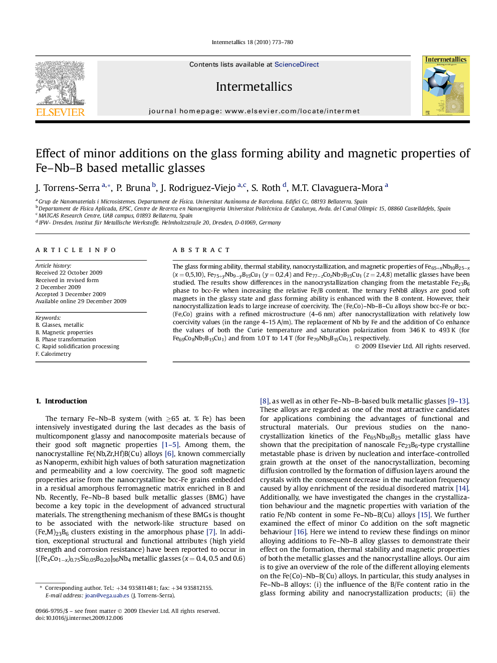 Effect of minor additions on the glass forming ability and magnetic properties of Fe–Nb–B based metallic glasses