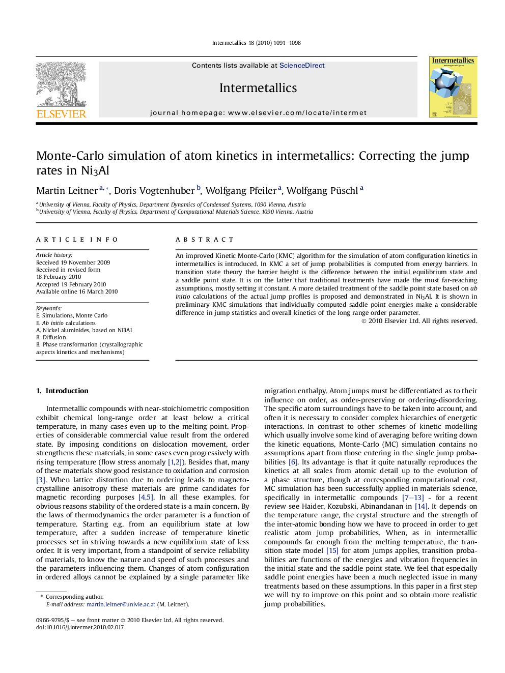 Monte-Carlo simulation of atom kinetics in intermetallics: Correcting the jump rates in Ni3Al