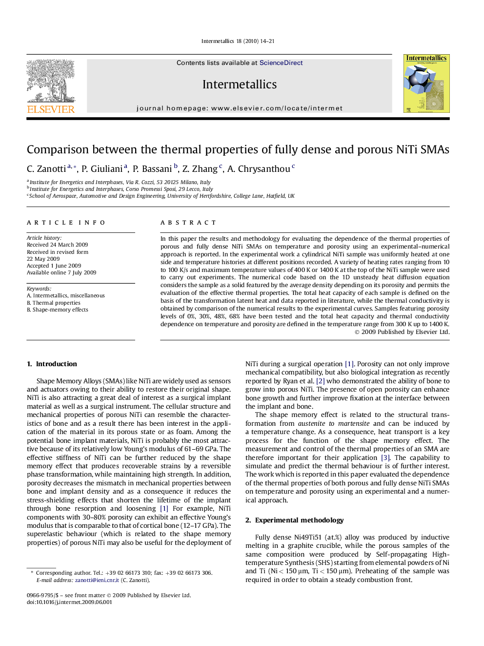 Comparison between the thermal properties of fully dense and porous NiTi SMAs